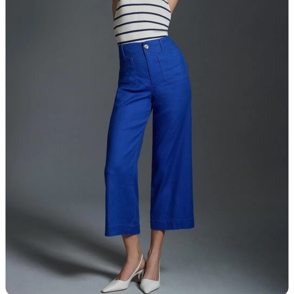 Anthropologie Maeve The Colette Linen Wide Leg Ankle Pant
